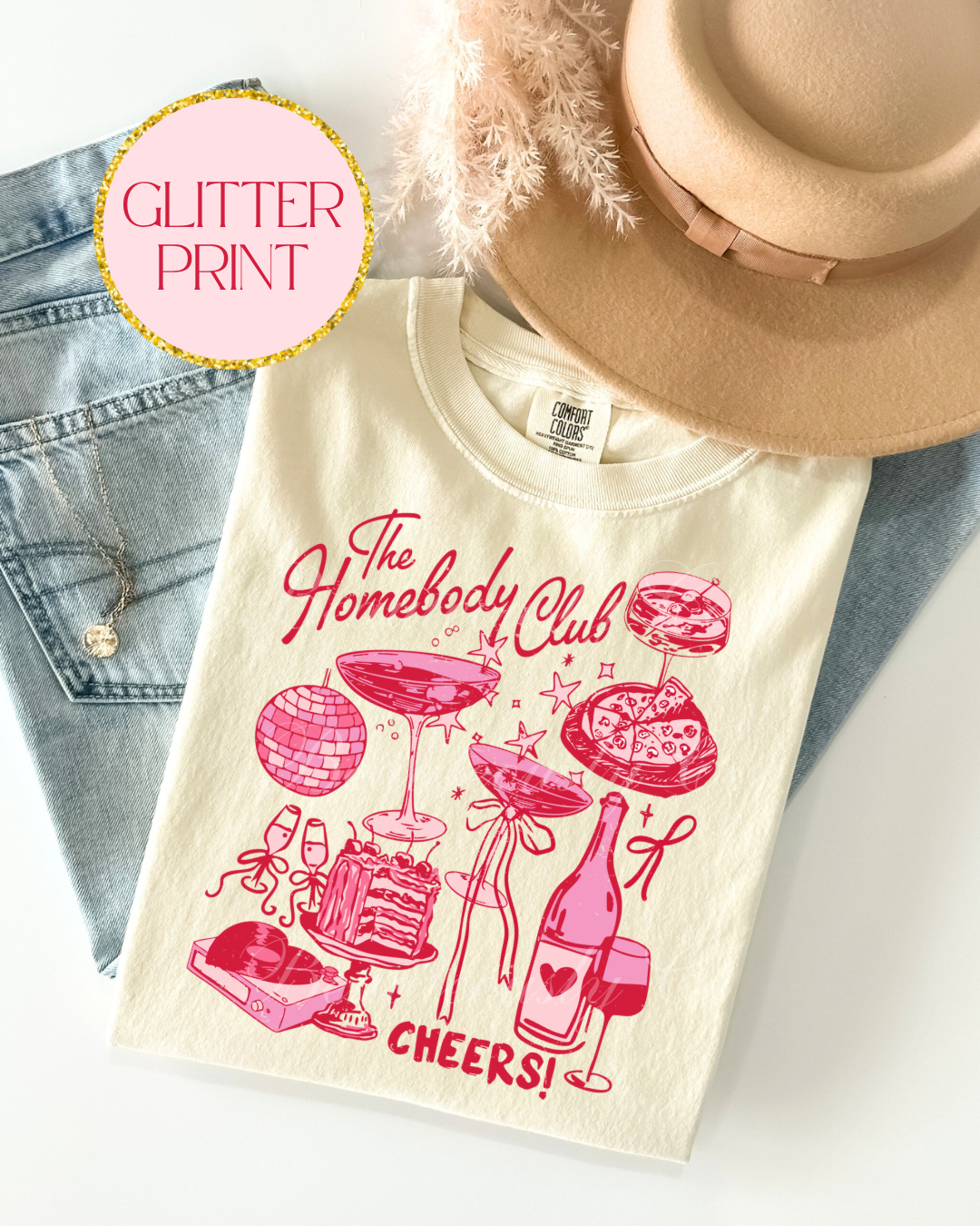 The Homebody Club | Oversized Fit + Glitter Print